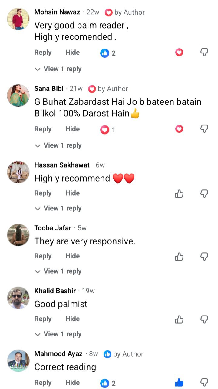 Facebook review of hand reading session with Ejaz