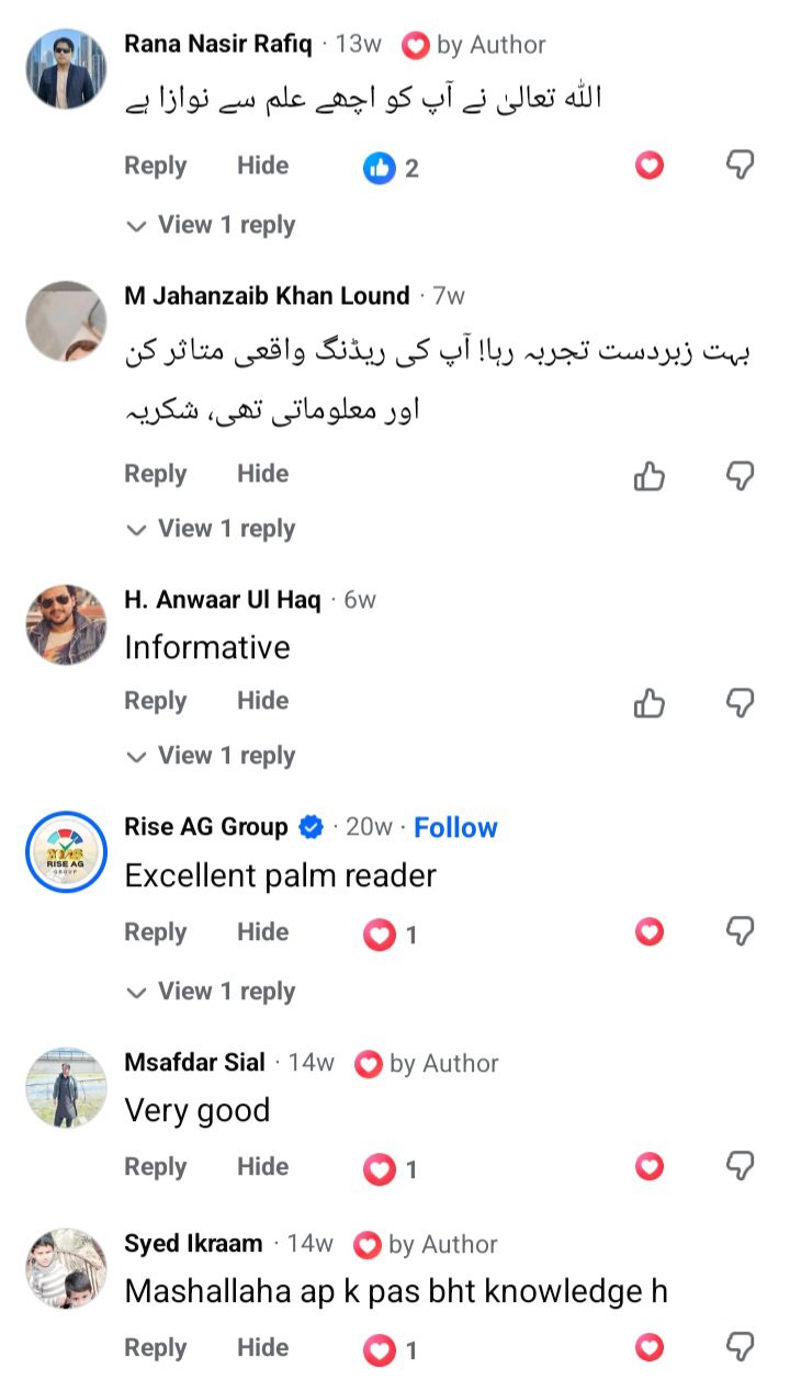 Facebook comment thanking Ejaz Reads for an accurate reading